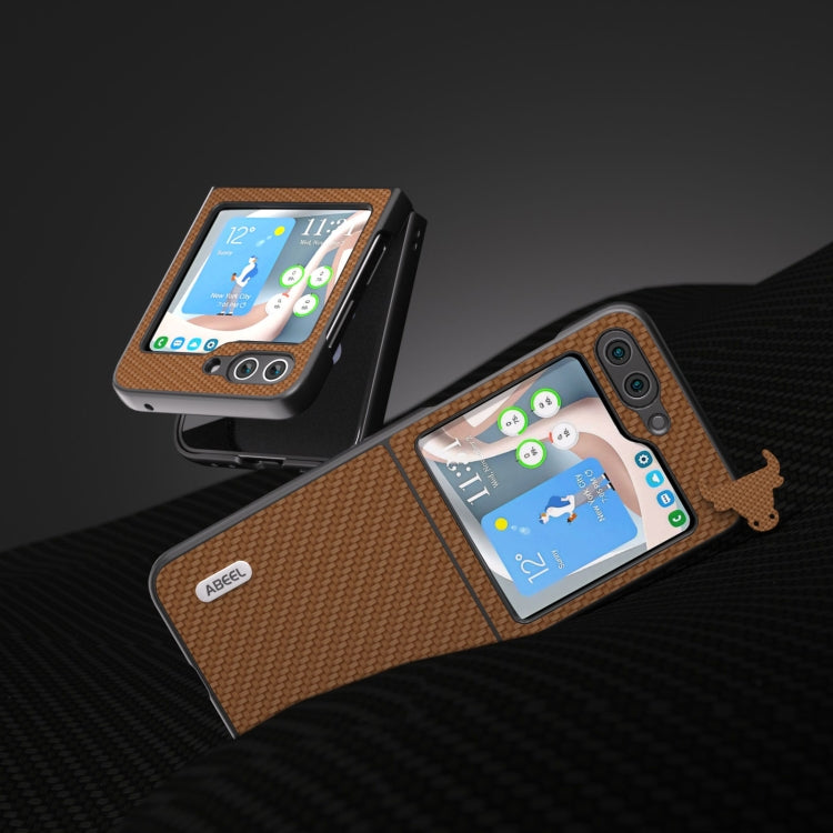 For Samsung Galaxy Z Flip5 ABEEL Carbon Fiber Texture Protective Phone Case(Dark Brown) by buy2fix