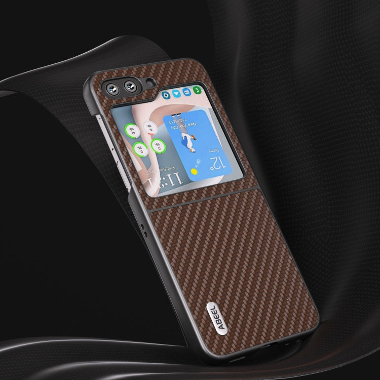 For Samsung Galaxy Z Flip5 ABEEL Carbon Fiber Texture Protective Phone Case(Dark Brown) by buy2fix