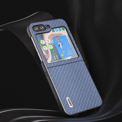 For Samsung Galaxy Z Flip5 ABEEL Carbon Fiber Texture Protective Phone Case(Light Blue) by buy2fix
