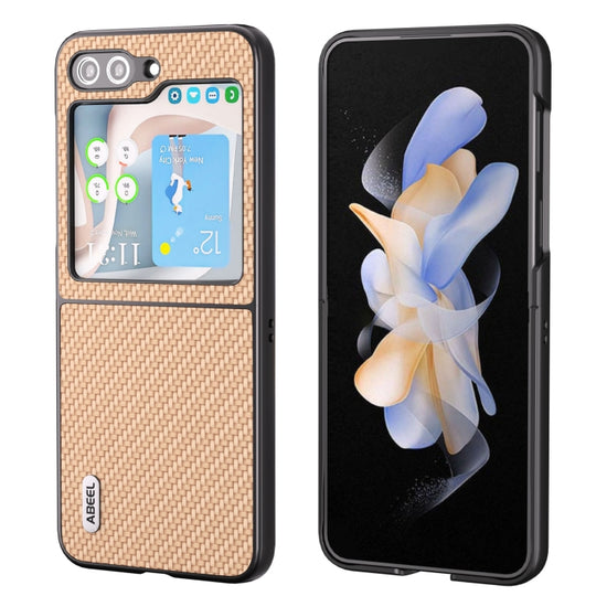 For Samsung Galaxy Z Flip5 ABEEL Carbon Fiber Texture Protective Phone Case(Gold)