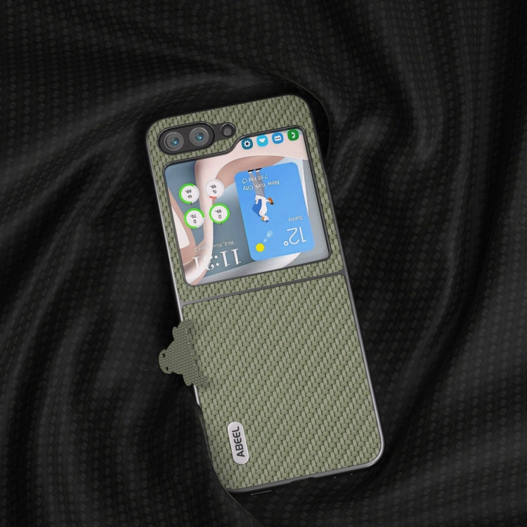 For Samsung Galaxy Z Flip5 ABEEL Carbon Fiber Texture Protective Phone Case(Green) by buy2fix