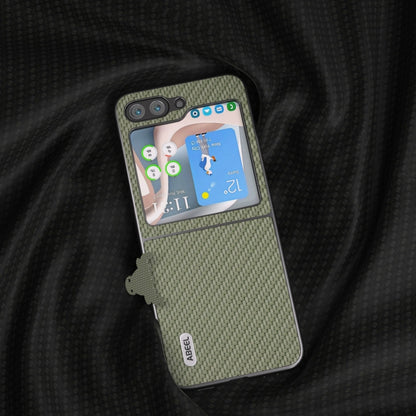 For Samsung Galaxy Z Flip5 ABEEL Carbon Fiber Texture Protective Phone Case(Green) by buy2fix