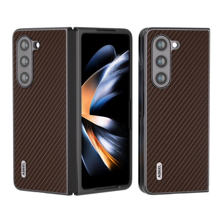For Samsung Galaxy Z Fold5 ABEEL Carbon Fiber Texture Protective Phone Case(Dark Brown) - Galaxy Z Fold5 Cases by buy2fix | Online Shopping UK | buy2fix