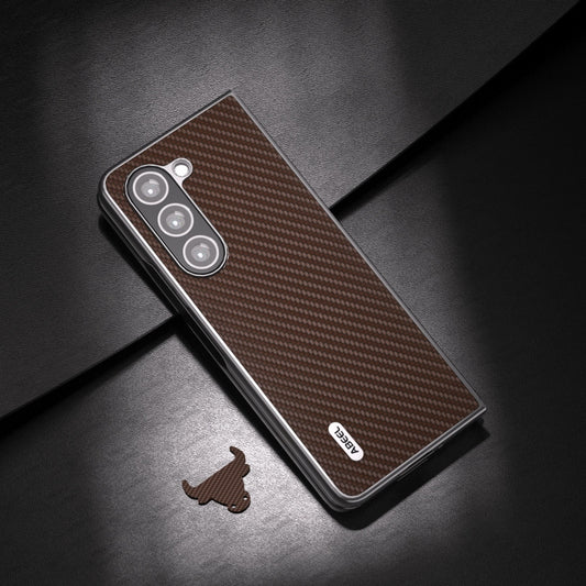 For Samsung Galaxy Z Fold5 ABEEL Carbon Fiber Texture Protective Phone Case(Dark Brown) - Galaxy Z Fold5 Cases by buy2fix | Online Shopping UK | buy2fix