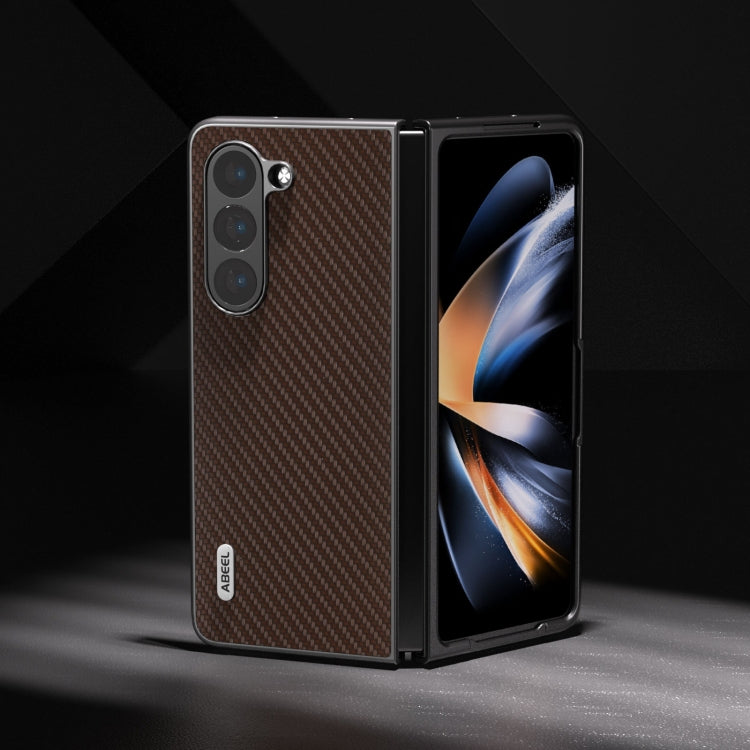 For Samsung Galaxy Z Fold5 ABEEL Carbon Fiber Texture Protective Phone Case(Dark Brown) - Galaxy Z Fold5 Cases by buy2fix | Online Shopping UK | buy2fix