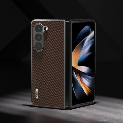 For Samsung Galaxy Z Fold5 ABEEL Carbon Fiber Texture Protective Phone Case(Dark Brown) - Galaxy Z Fold5 Cases by buy2fix | Online Shopping UK | buy2fix