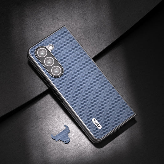 For Samsung Galaxy Z Fold5 ABEEL Carbon Fiber Texture Protective Phone Case(Light Blue) - Galaxy Z Fold5 Cases by buy2fix | Online Shopping UK | buy2fix