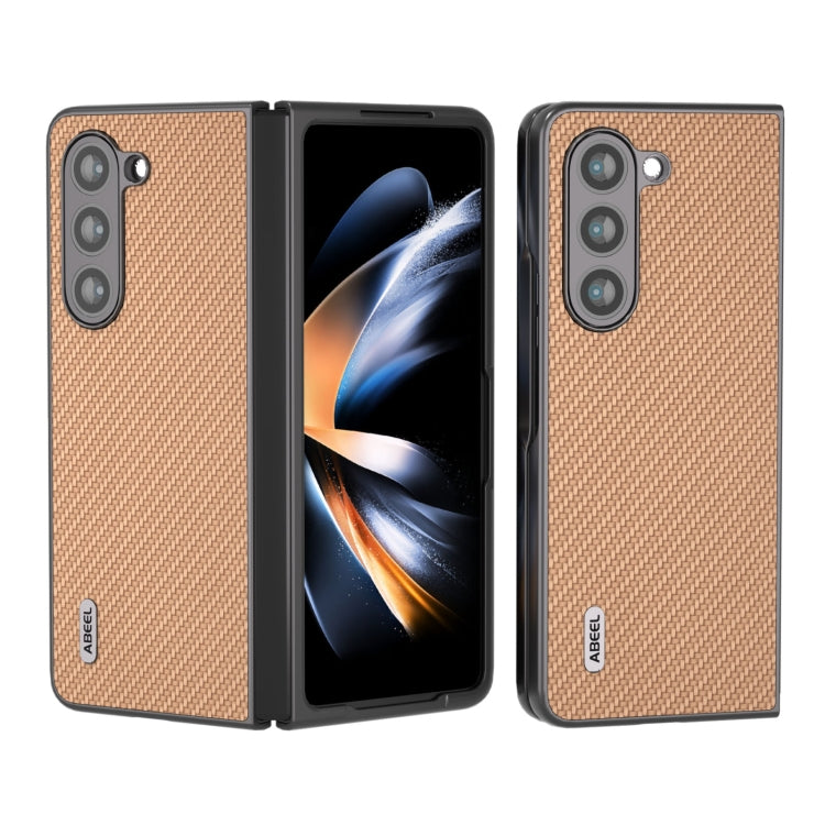 For Samsung Galaxy Z Fold5 ABEEL Carbon Fiber Texture Protective Phone Case(Gold) - Galaxy Z Fold5 Cases by buy2fix | Online Shopping UK | buy2fix