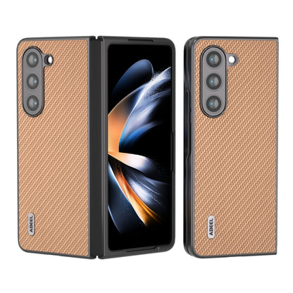 For Samsung Galaxy Z Fold5 ABEEL Carbon Fiber Texture Protective Phone Case(Gold) - Galaxy Z Fold5 Cases by buy2fix | Online Shopping UK | buy2fix