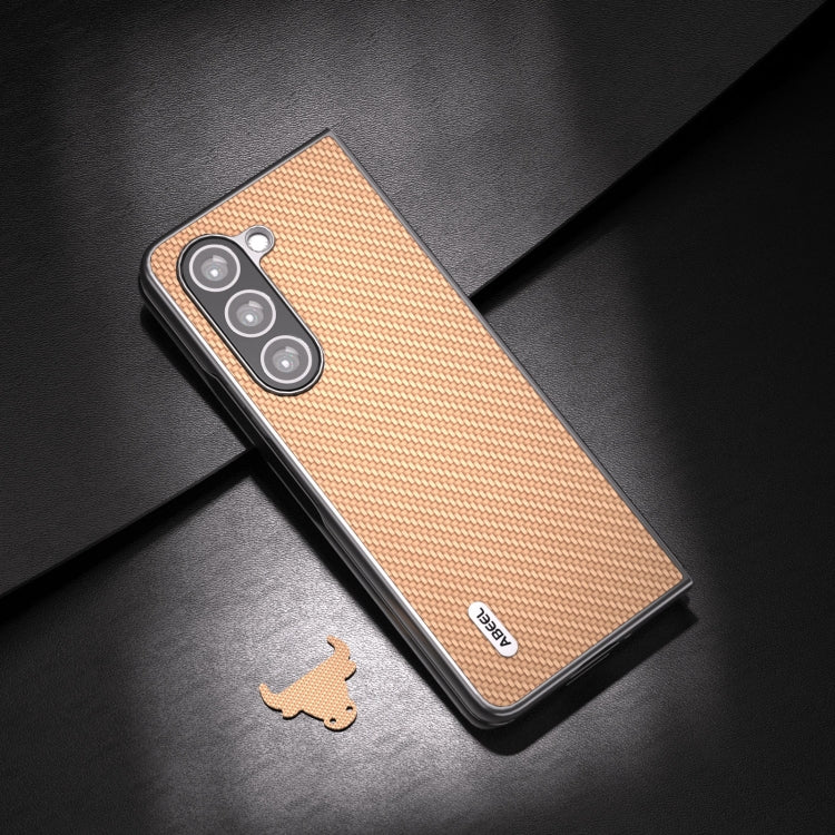 For Samsung Galaxy Z Fold5 ABEEL Carbon Fiber Texture Protective Phone Case(Gold) - Galaxy Z Fold5 Cases by buy2fix | Online Shopping UK | buy2fix