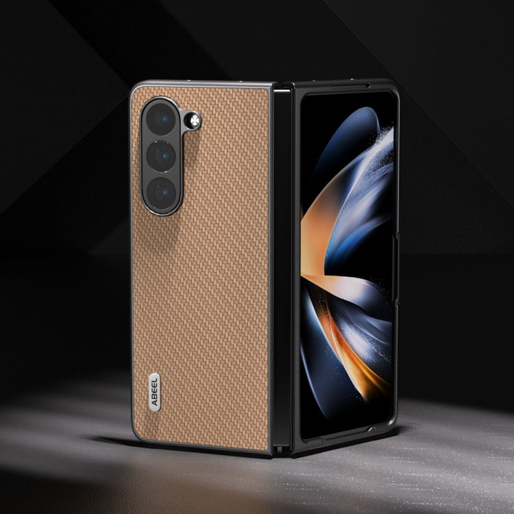 For Samsung Galaxy Z Fold5 ABEEL Carbon Fiber Texture Protective Phone Case(Gold) - Galaxy Z Fold5 Cases by buy2fix | Online Shopping UK | buy2fix