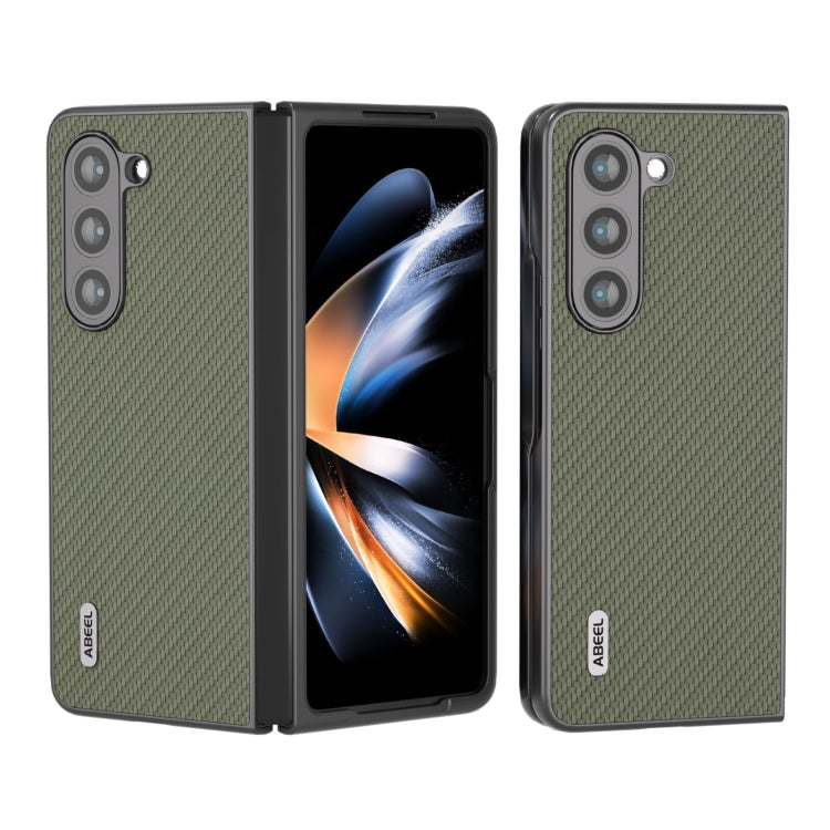 For Samsung Galaxy Z Fold5 ABEEL Carbon Fiber Texture Protective Phone Case(Green) - Galaxy Z Fold5 Cases by buy2fix | Online Shopping UK | buy2fix