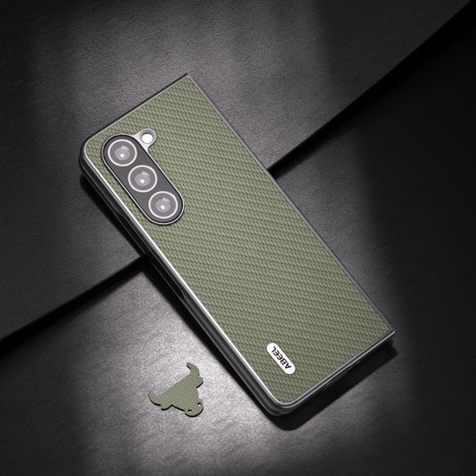For Samsung Galaxy Z Fold5 ABEEL Carbon Fiber Texture Protective Phone Case(Green) - Galaxy Z Fold5 Cases by buy2fix | Online Shopping UK | buy2fix