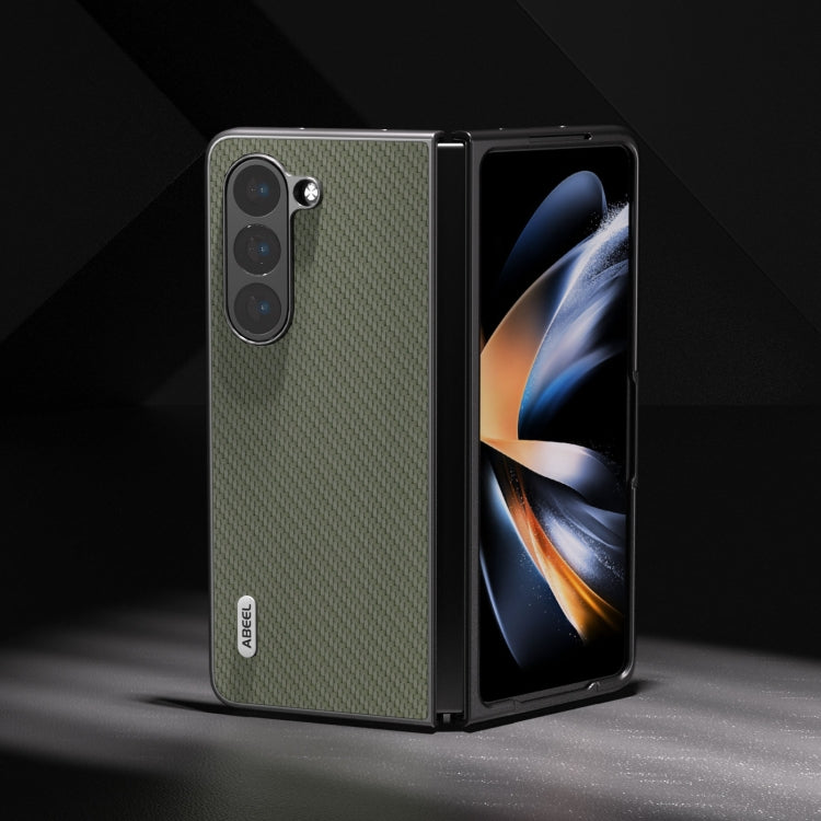 For Samsung Galaxy Z Fold5 ABEEL Carbon Fiber Texture Protective Phone Case(Green) - Galaxy Z Fold5 Cases by buy2fix | Online Shopping UK | buy2fix