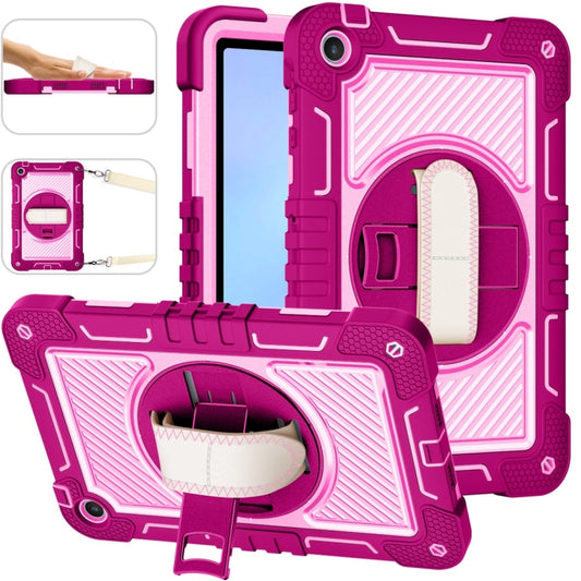 For Huawei MatePad SE 10.4 360 Degree Rotation PC Contrast Silicone Tablet Case(Rose Red + Pink) - Huawei by buy2fix | Online Shopping UK | buy2fix