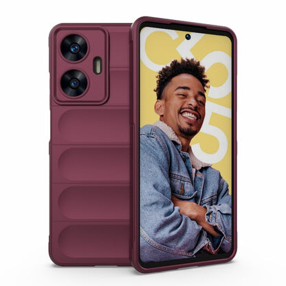 For Realme C55 4G Magic Shield TPU + Flannel Phone Case(Wine Red) - Realme Cases by buy2fix | Online Shopping UK | buy2fix