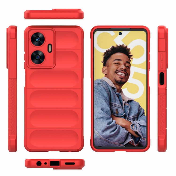 For Realme C55 4G Magic Shield TPU + Flannel Phone Case(Wine Red) - Realme Cases by buy2fix | Online Shopping UK | buy2fix
