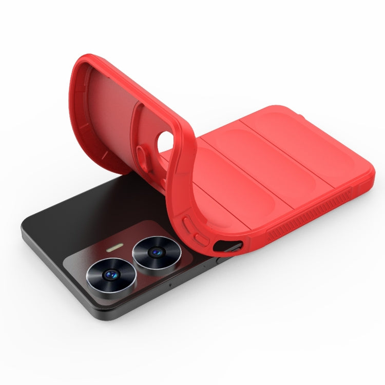 For Realme C55 4G Magic Shield TPU + Flannel Phone Case(Wine Red) - Realme Cases by buy2fix | Online Shopping UK | buy2fix