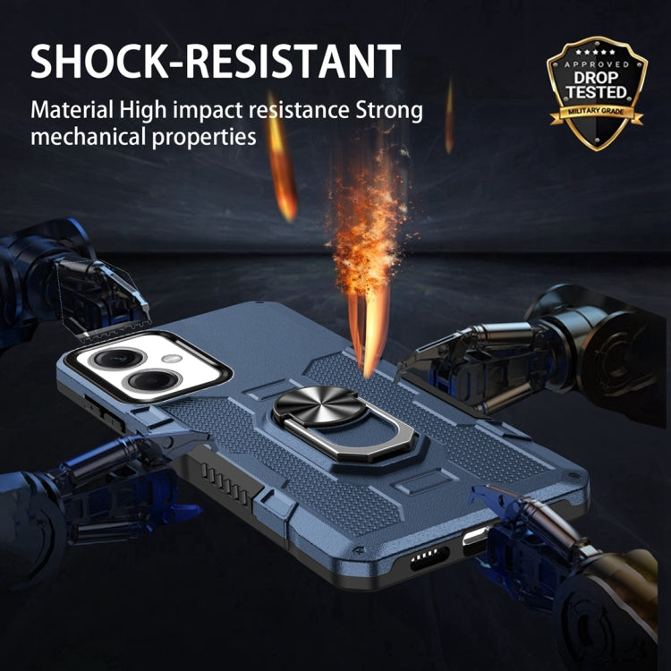 For Xiaomi Redmi Note 12 5G Global / Poco X5 Ring Holder Armor Hybrid Phone Case(Blue) by buy2fix