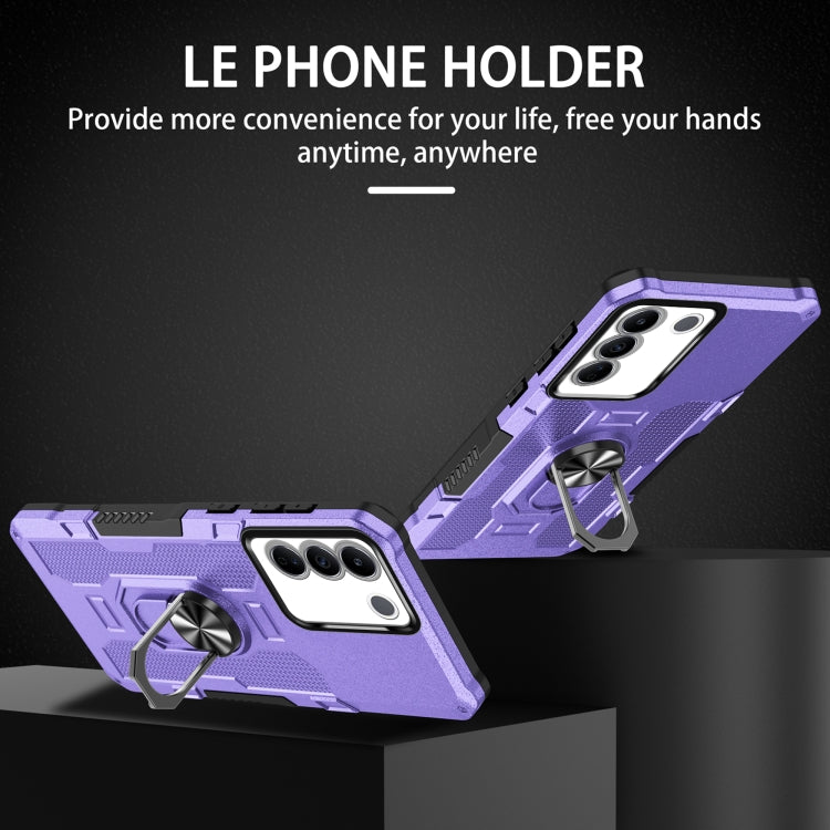 For vivo V27 Ring Holder Armor Hybrid Phone Case(Purple) - vivo Cases by buy2fix | Online Shopping UK | buy2fix