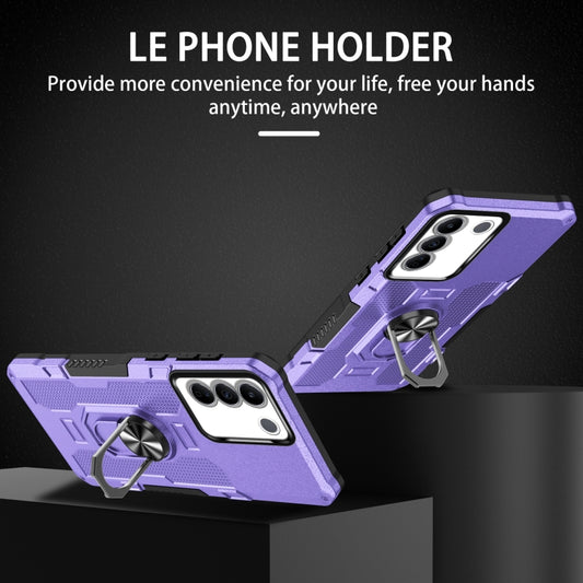 For vivo V27 Ring Holder Armor Hybrid Phone Case(Purple) - vivo Cases by buy2fix | Online Shopping UK | buy2fix