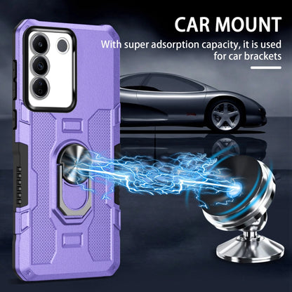 For vivo V27 Ring Holder Armor Hybrid Phone Case(Purple) - vivo Cases by buy2fix | Online Shopping UK | buy2fix