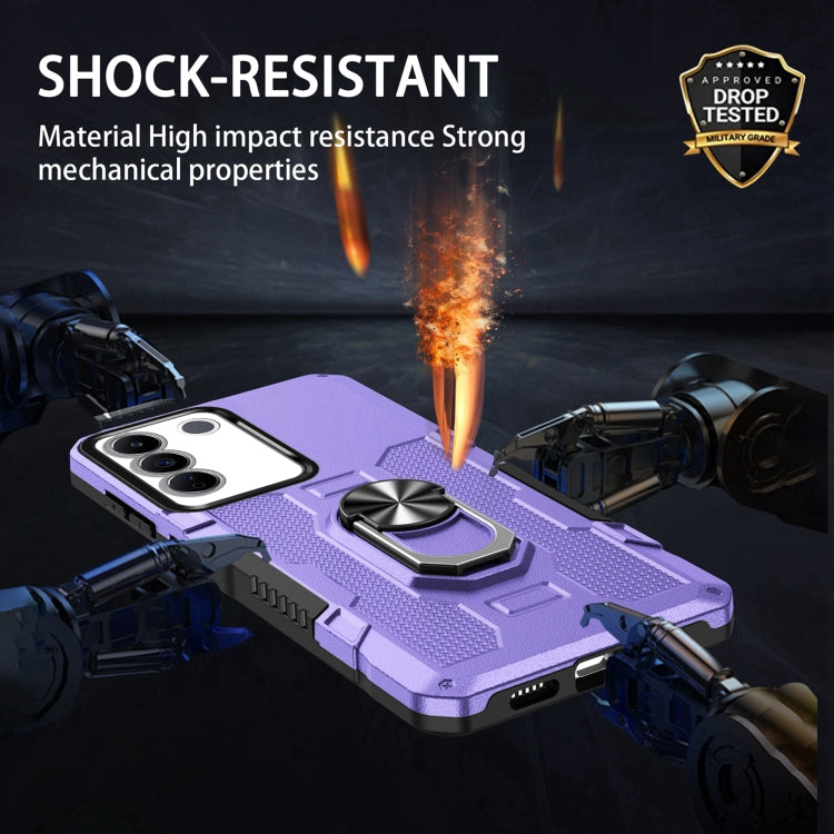 For vivo V27 Ring Holder Armor Hybrid Phone Case(Purple) - vivo Cases by buy2fix | Online Shopping UK | buy2fix