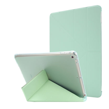 For iPad 10.2 2021 / 2020 / 2019 Airbag Deformation Horizontal Flip Leather Case with Holder & Pen Holder(Mint Green) by buy2fix