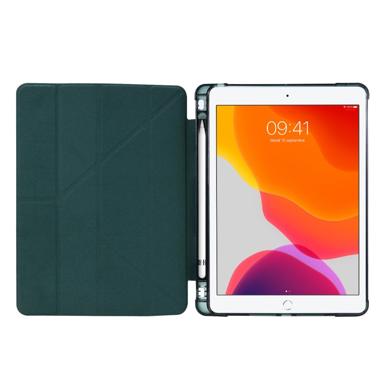 For iPad 10.2 2021 / 2020 / 2019 Airbag Deformation Horizontal Flip Leather Case with Holder & Pen Holder(Mint Green) by buy2fix