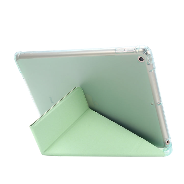 For iPad 10.2 2021 / 2020 / 2019 Airbag Deformation Horizontal Flip Leather Case with Holder & Pen Holder(Mint Green) by buy2fix