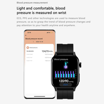 GT22 1.85 inch TFT Screen Silicone Band Health Smart Watch, Support Bluetooth Call / Plateau Blood Oxygen / Body Temperature / Arrhythmia / TI Heart Rate Monitoring(Black) by buy2fix