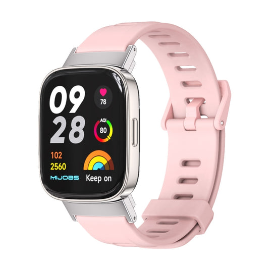 For Redmi Watch 3 Mijobs Flat Hole Breathable TPU Watch Band(Pink+Silver) - Watch Bands by MIJOBS | Online Shopping UK | buy2fix