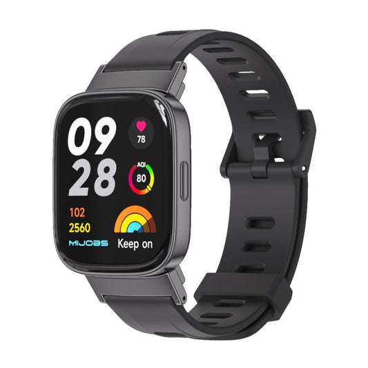 For Redmi Watch 3 Mijobs Flat Hole Breathable TPU Watch Band(Black) - Watch Bands by MIJOBS | Online Shopping UK | buy2fix