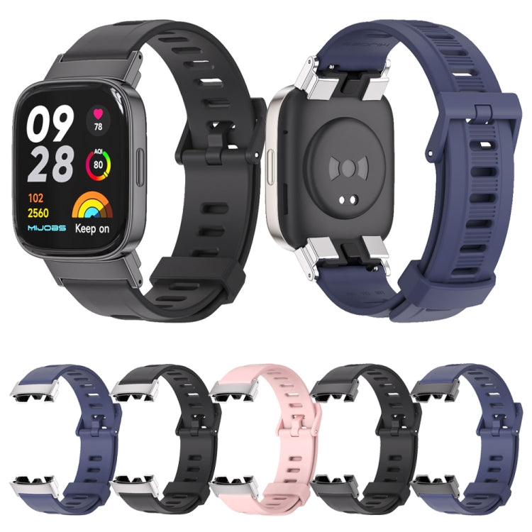 For Redmi Watch 3 Mijobs Flat Hole Breathable TPU Watch Band(Black) - Watch Bands by MIJOBS | Online Shopping UK | buy2fix