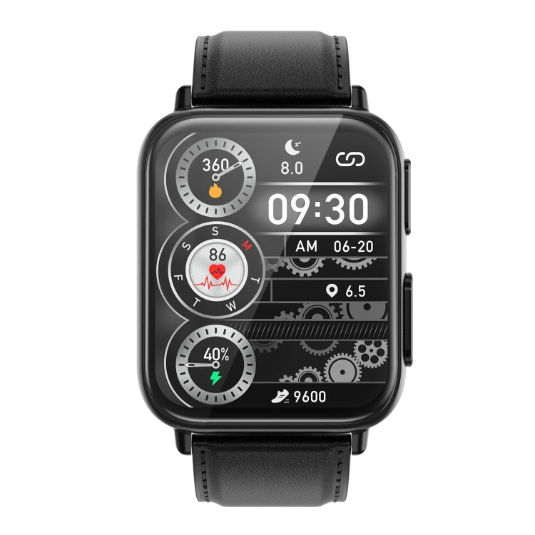 TK10 1.91 inch IP68 Waterproof Leather Band Smart Watch Supports AI Medical Diagnosis/ Blood Oxygen / Body Temperature Monitoring(Black) by buy2fix