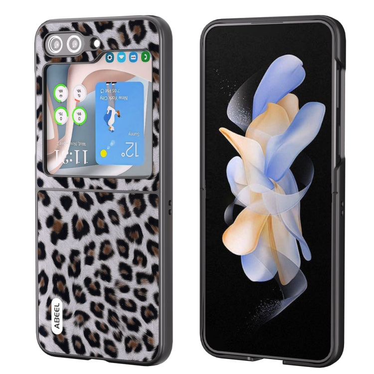 For Samsung Galaxy Z Flip5 ABEEL Black Edge Leopard Phone Case(Silver) by buy2fix