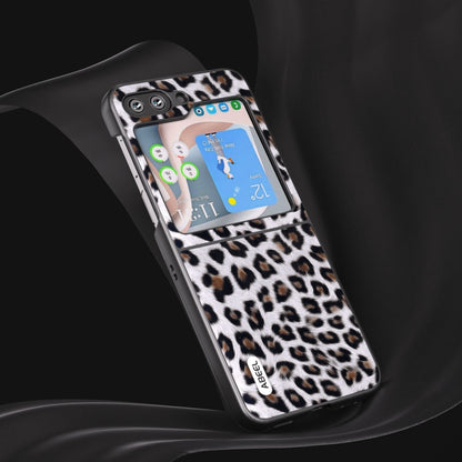 For Samsung Galaxy Z Flip5 ABEEL Black Edge Leopard Phone Case(Silver) by buy2fix