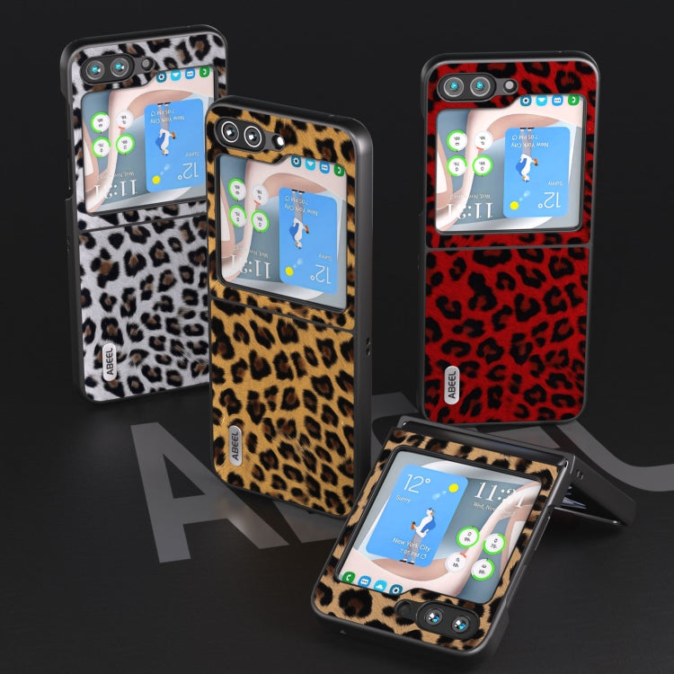 For Samsung Galaxy Z Flip5 ABEEL Black Edge Leopard Phone Case(Silver) by buy2fix