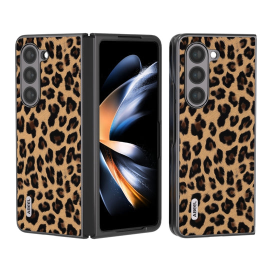 Pour Samsung Galaxy Z Fold5 ABEEL Black Edge Leopard Phone Case (Champagne Or)