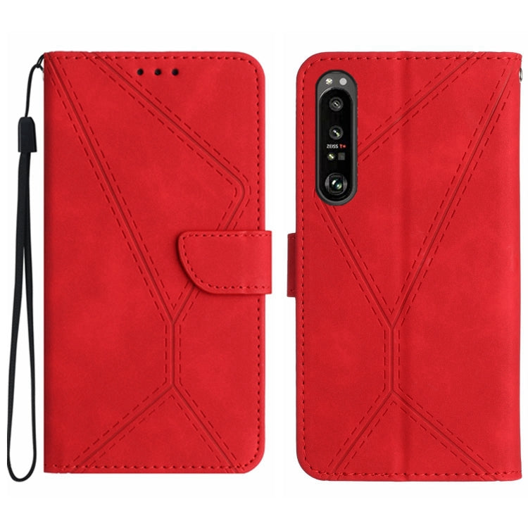 For Sony Xperia 1 III Stitching Embossed Leather Phone Case(Red) by buy2fix