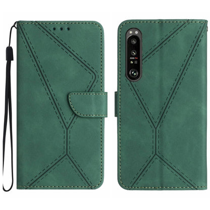 For Sony Xperia 1 III Stitching Embossed Leather Phone Case(Green) by buy2fix