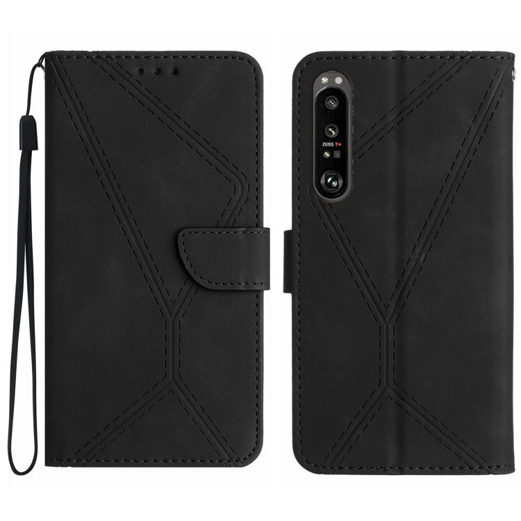 For Sony Xperia 1 IV Stitching Embossed Leather Phone Case(Black) by buy2fix