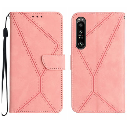For Sony Xperia 1 V Stitching Embossed Leather Phone Case(Pink) by buy2fix
