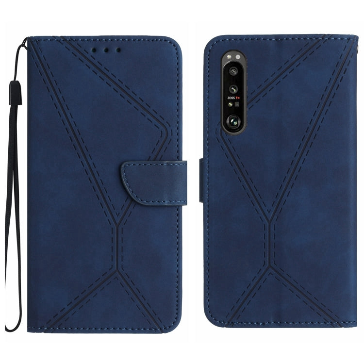 For Sony Xperia 5 III Stitching Embossed Leather Phone Case(Blue) by buy2fix
