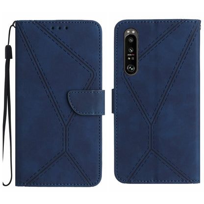 For Sony Xperia 5 III Stitching Embossed Leather Phone Case(Blue) by buy2fix