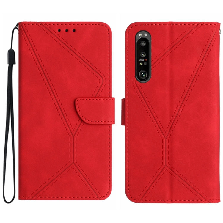 For Sony Xperia 5 IV Stitching Embossed Leather Phone Case(Red) by buy2fix