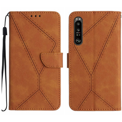 For Sony Xperia 5 IV Stitching Embossed Leather Phone Case(Brown) by buy2fix