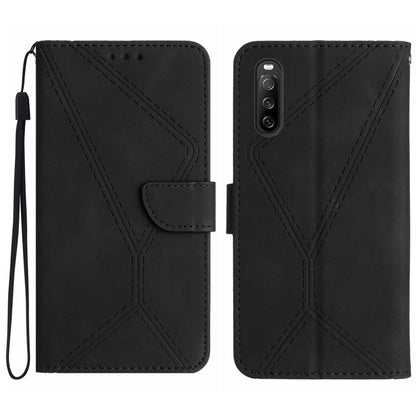 For Sony Xperia 10 III Stitching Embossed Leather Phone Case(Black) by buy2fix