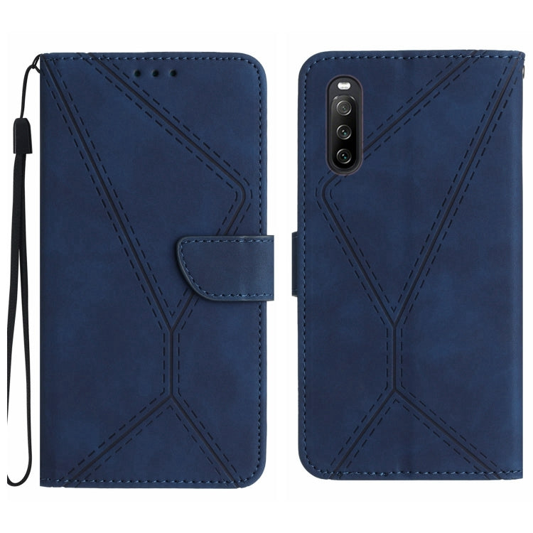 For Sony Xperia 10 III Stitching Embossed Leather Phone Case(Blue) by buy2fix