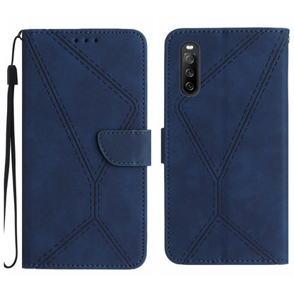 For Sony Xperia 10 III Stitching Embossed Leather Phone Case(Blue) by buy2fix